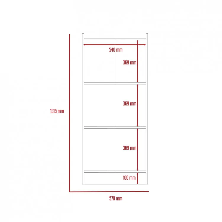 Core Products Core Brooklyn Pine 3 Shelf Bookcase