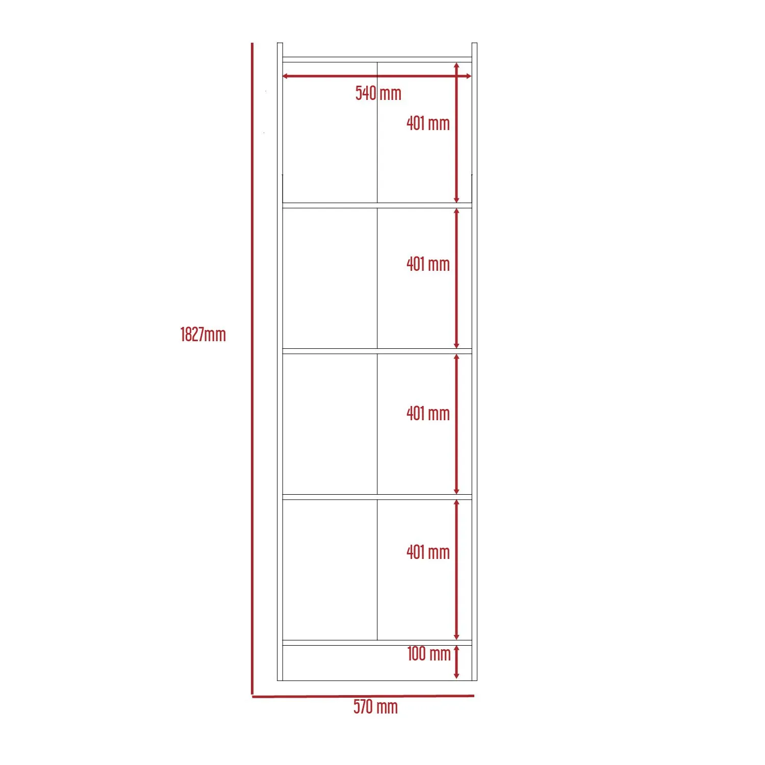 Core Products Core Brooklyn Pine Effect 4 Shelf Bookcase