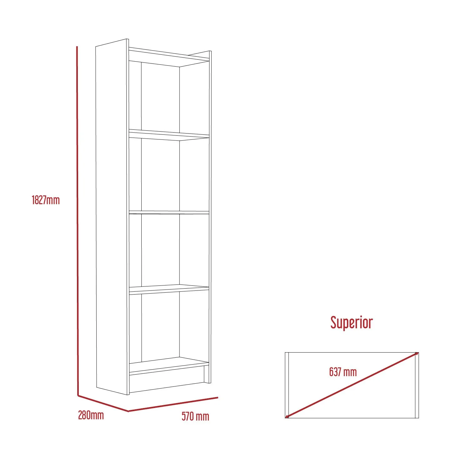 Core Products Core Brooklyn Pine Effect 4 Shelf Bookcase