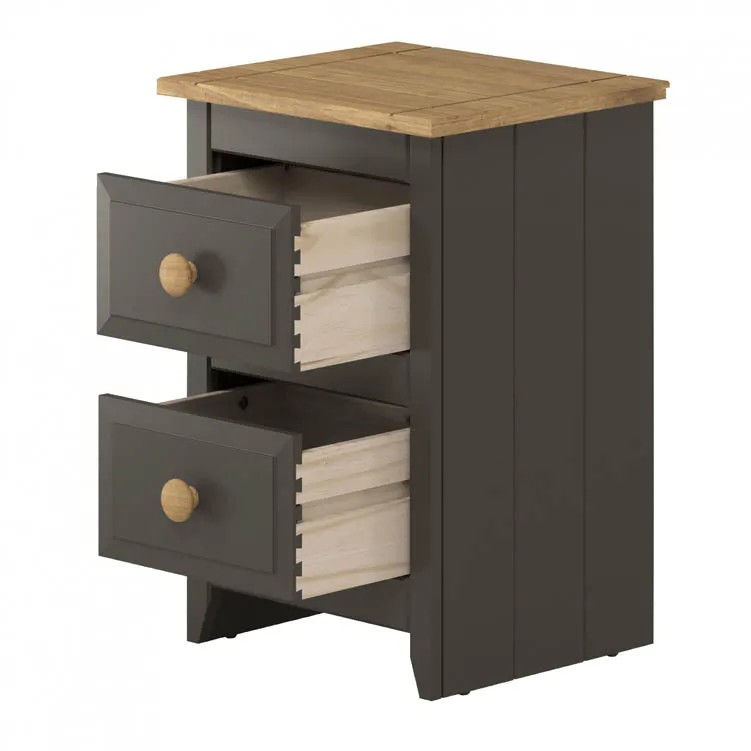 Core Products Core Capri Carbon and Waxed Pine 2 Drawer Petite Bedside Table