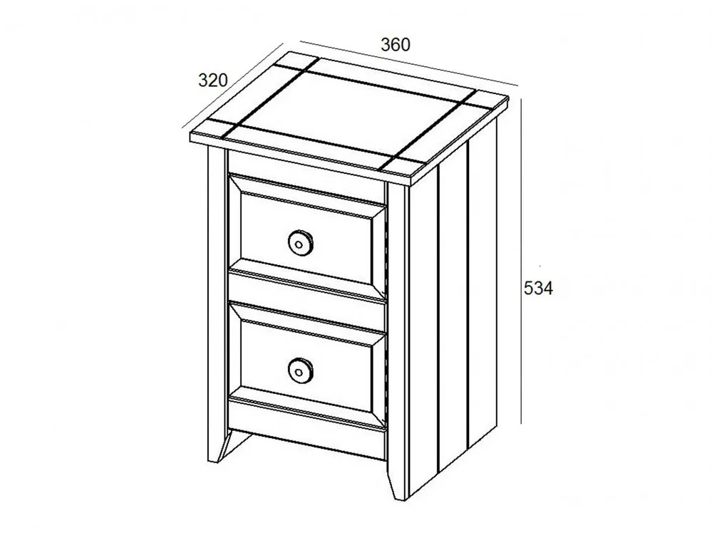 Core Products Core Capri White 2 Drawer Petite Bedside Table