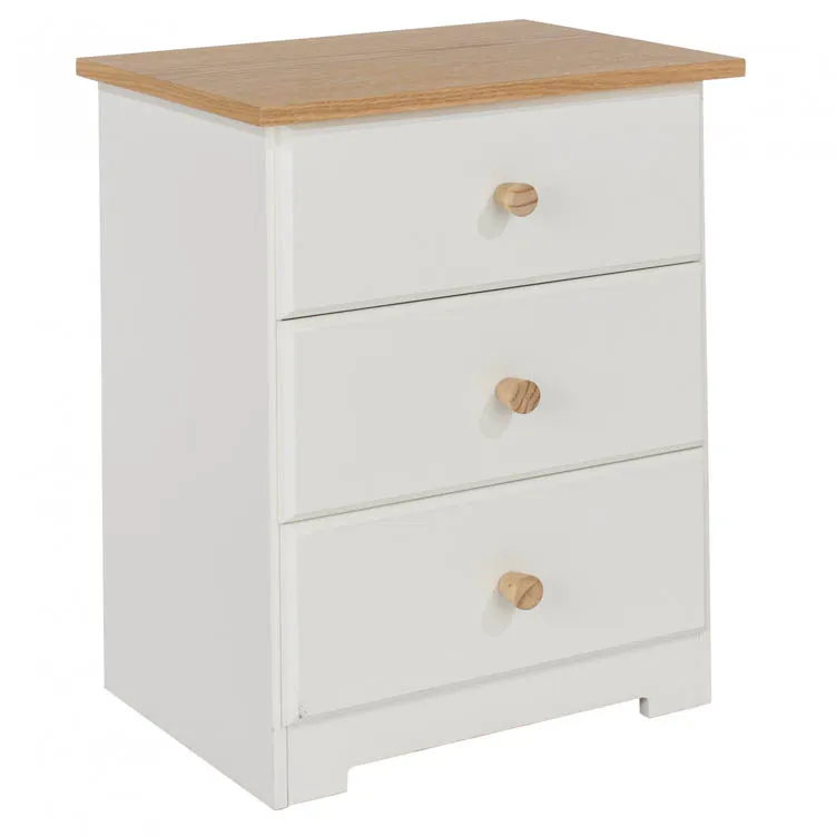 Core Products Core Colorado White and Oak 3 Drawer Bedside Table