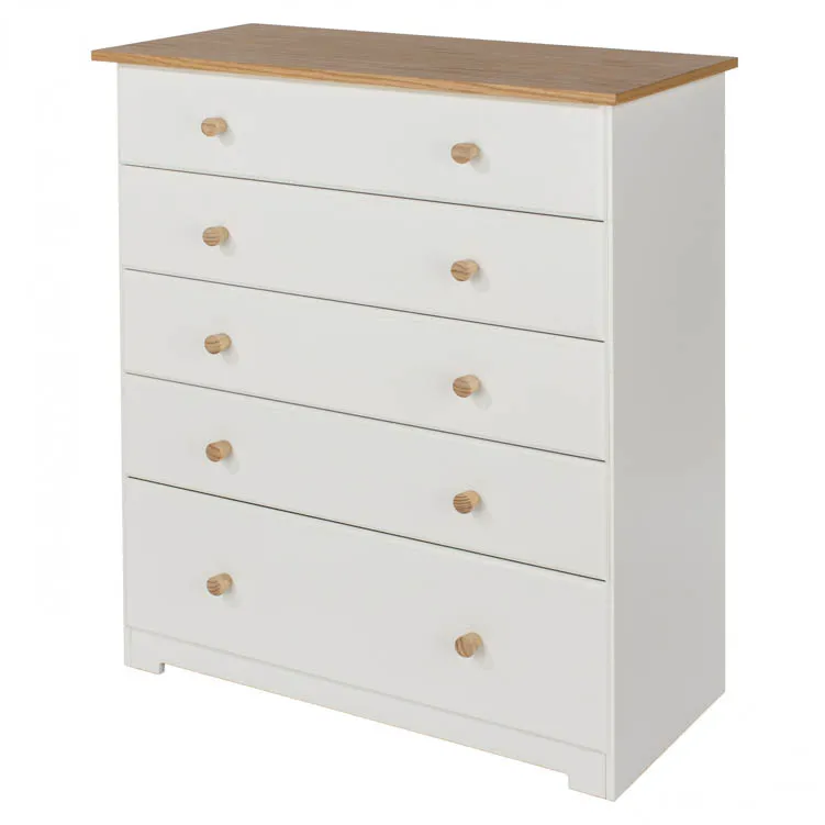 Core Products Core Colorado White and Oak 5 Drawer Chest of Drawers