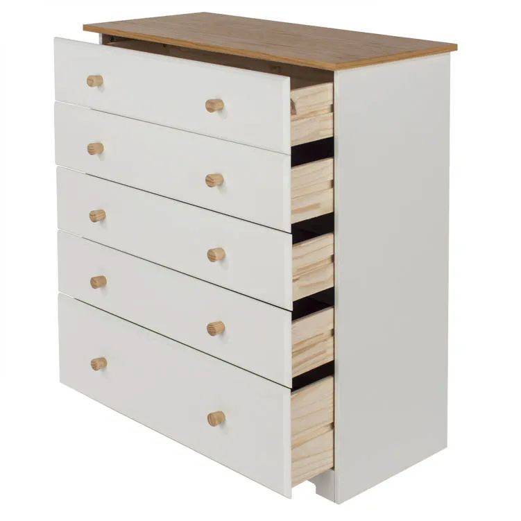 Core Products Core Colorado White and Oak 5 Drawer Chest of Drawers