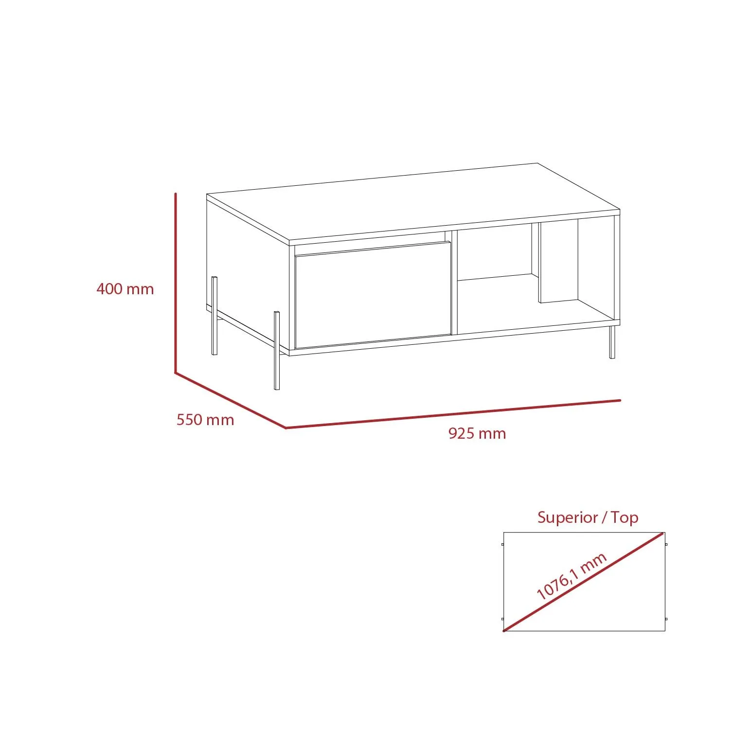 Core Products Core Dallas White and Grey Oak 1 Drawer Coffee Table