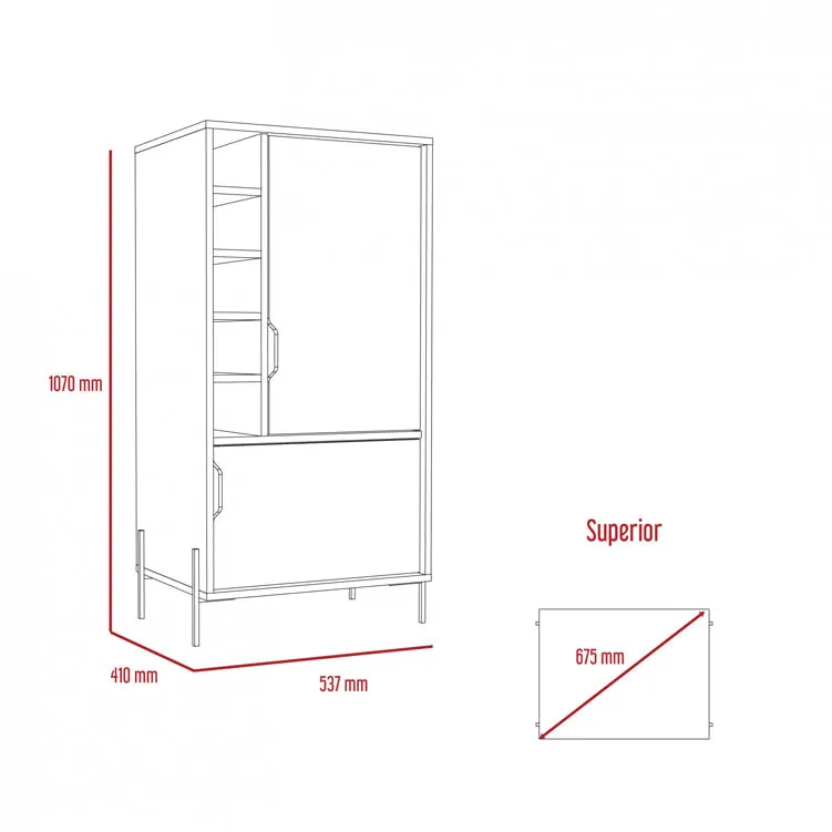 Core Products Core Dallas White and Grey Oak Drinks and Storage Bar