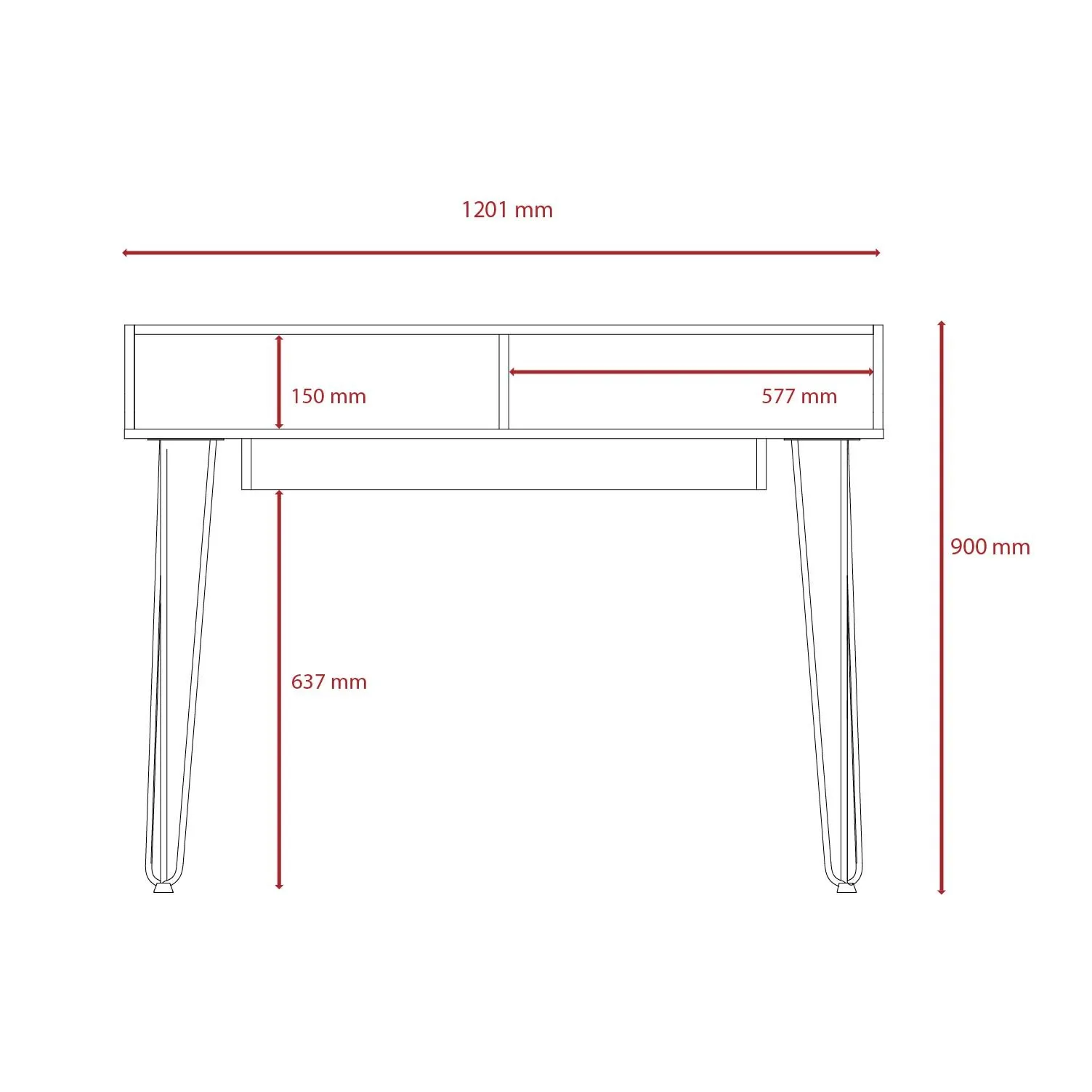 Core Products Core Dallas White and Grey Oak Home Office Desk with Drawer