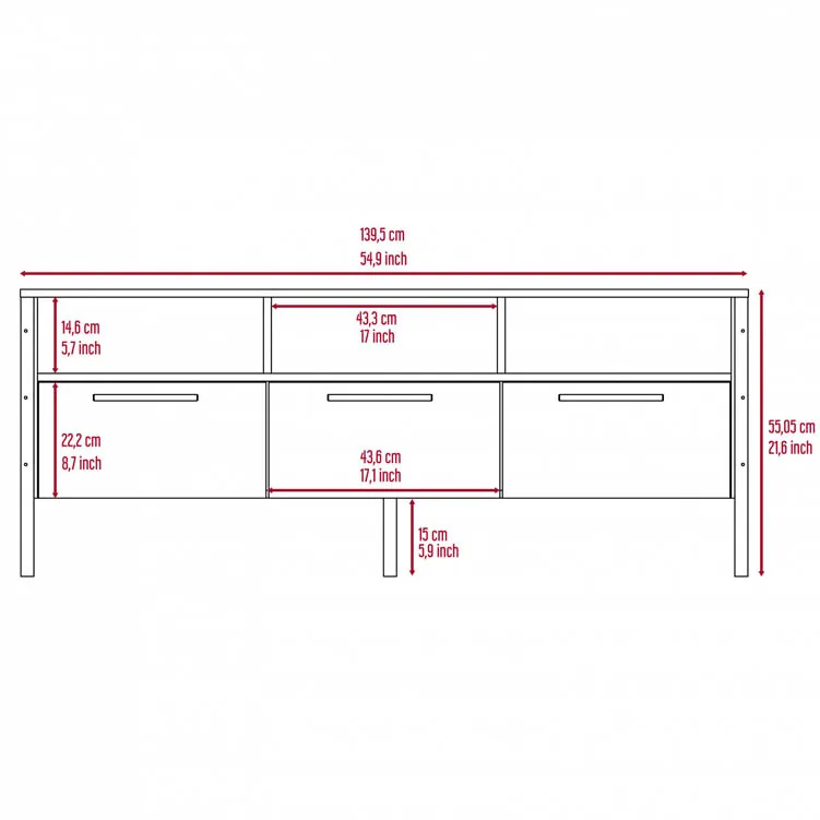 Core Products Core Brooklyn Pine Effect 3 Door Wide Screen TV Rack