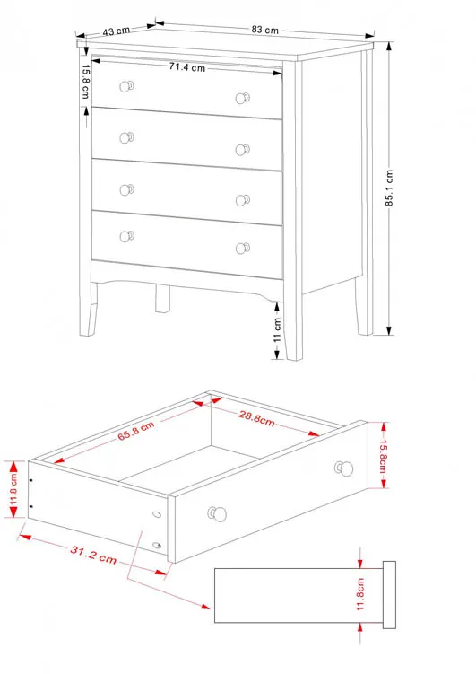 Core Products Core Como Light Grey 4 Drawer Chest of Drawers