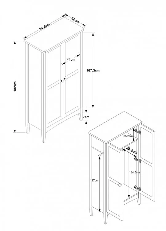 Core Products Core Como Midnight Blue 2 Door Wardrobe