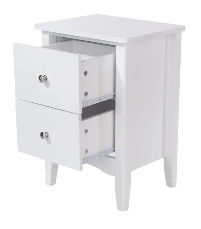 Core Products Core Como White 2 Drawer Bedside Table