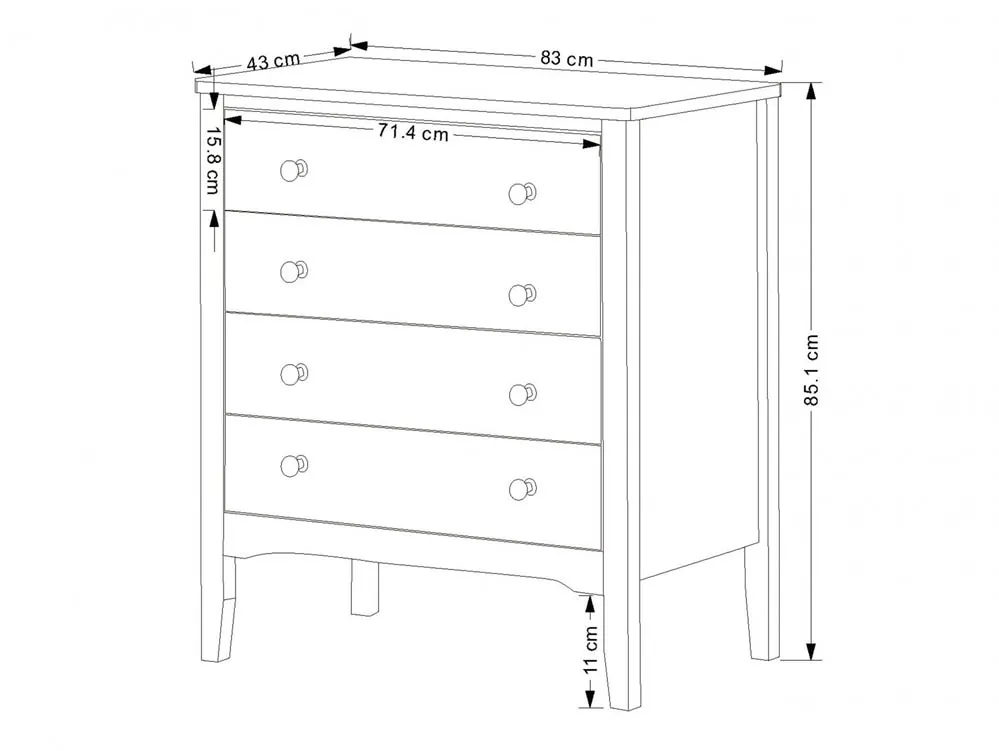 Core Products Core Como White 4 Drawer Chest of Drawers