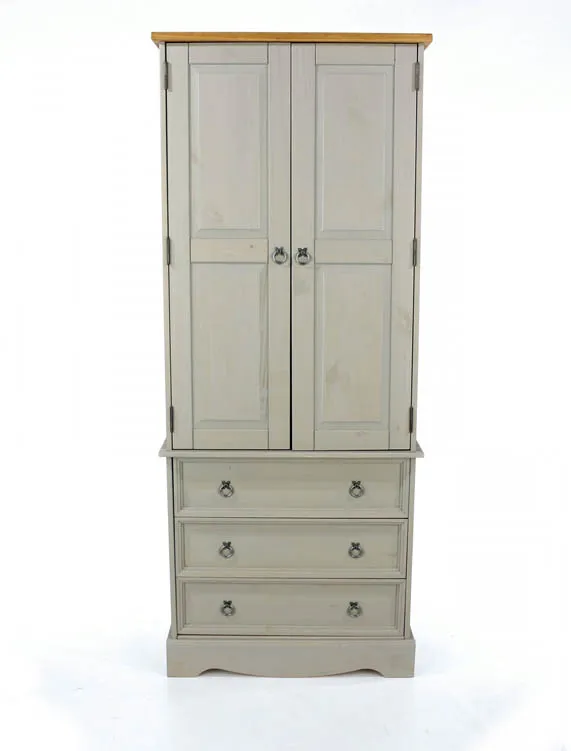 Core Products Core Corona Grey and Pine 2 Door 3 Drawer Wardrobe