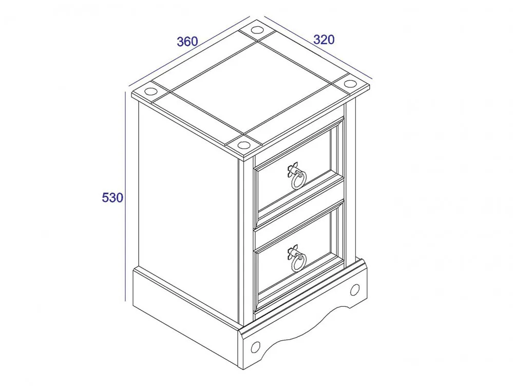 Core Products Core Corona Grey and Pine 2 Drawer Petite Bedside Table