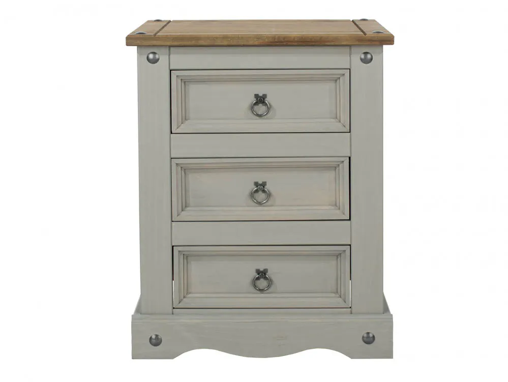 Core Products Core Corona Grey and Pine 3 Drawer Bedside Table