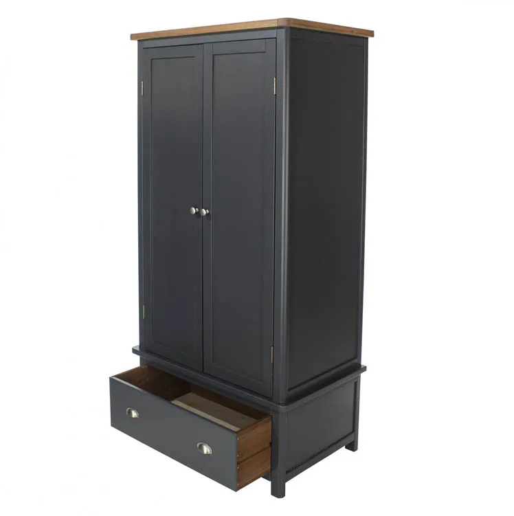 Core Products Core Dunkeld Midnight Blue and Oak 2 Door 1 Drawer Wardrobe