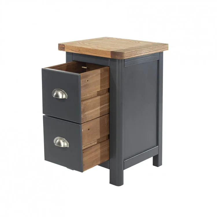 Core Products Core Dunkeld Midnight Blue and Oak 2 Drawer Petite Bedside Table