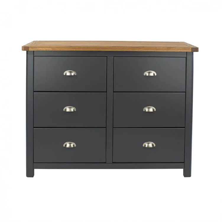 Core Products Core Dunkeld Midnight Blue and Oak 3+3 Dr Wide Chest of Drawers