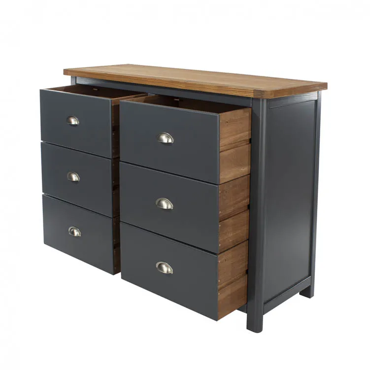 Core Products Core Dunkeld Midnight Blue and Oak 3+3 Dr Wide Chest of Drawers