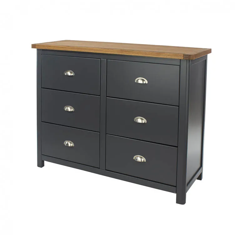 Core Products Core Dunkeld Midnight Blue and Oak 3+3 Dr Wide Chest of Drawers