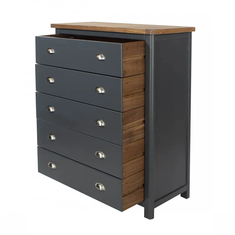 Core Products Core Dunkeld Midnight Blue and Oak 5 Drawer Chest of Drawers