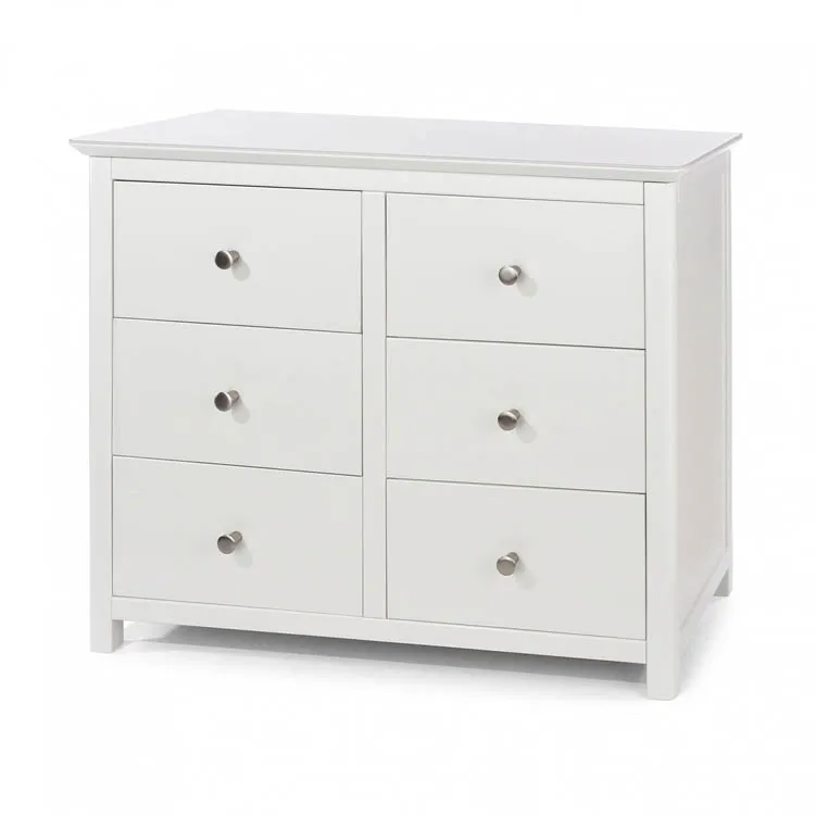 Core Products Core Nairn White with Bonded Glass 3+3 Dr Wide Chest of Drawers