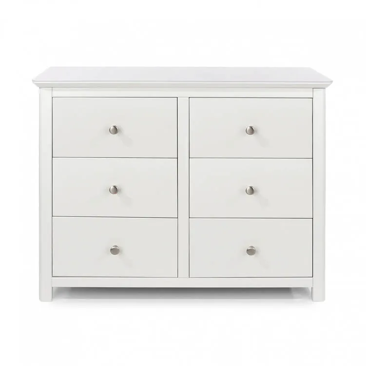 Core Products Core Nairn White with Bonded Glass 3+3 Dr Wide Chest of Drawers