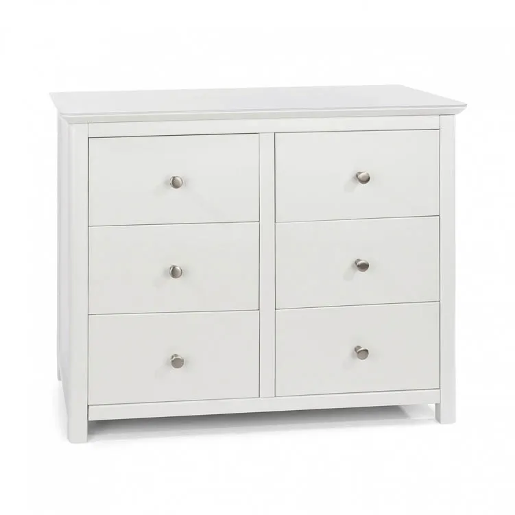 Core Products Core Nairn White with Bonded Glass 3+3 Dr Wide Chest of Drawers