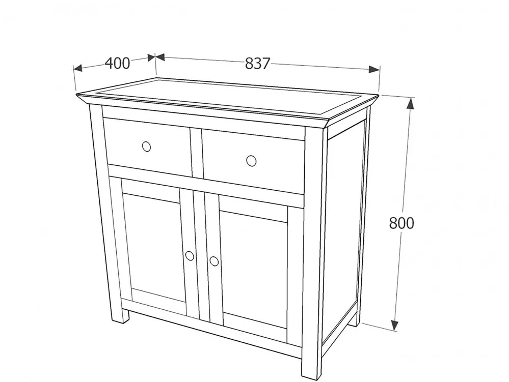 Core Products Core Perth Grey Painted with Grey Stone Inset 2 Door 2 Drawer Sideboard