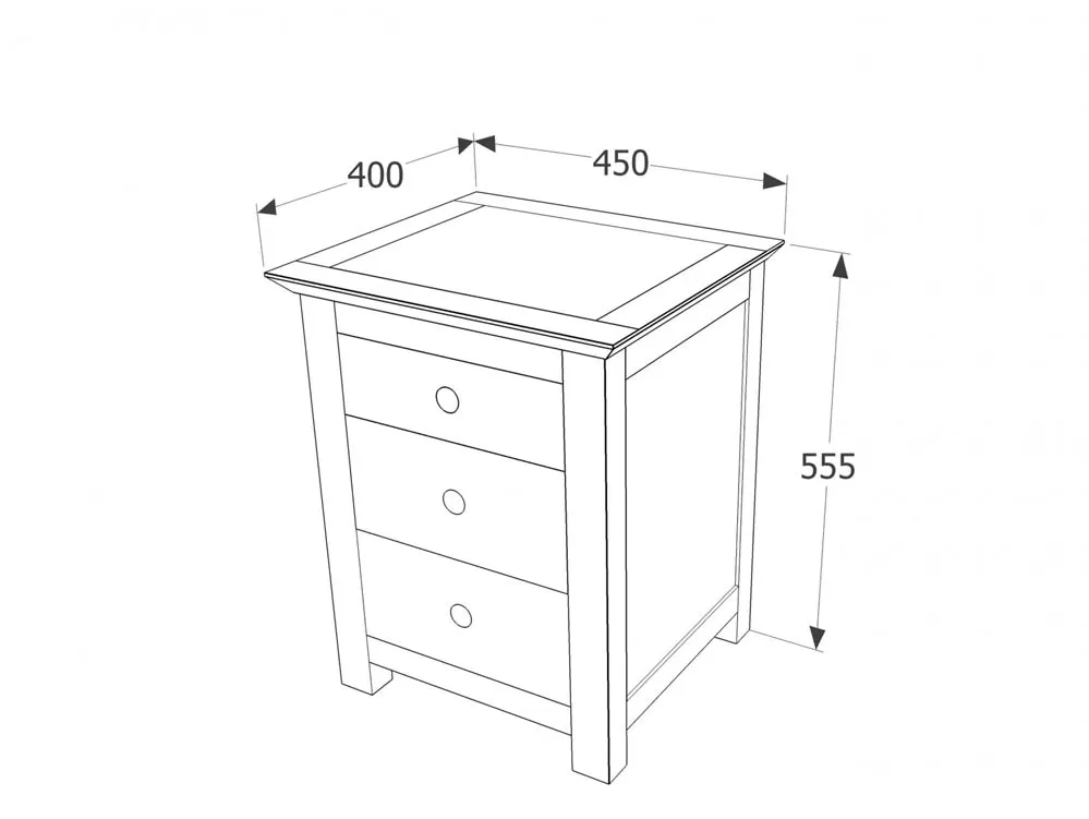 Core Products Core Stirling White 3 Drawer Bedside Table