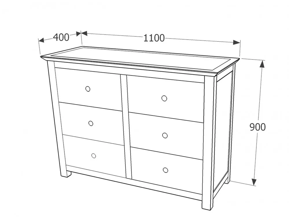 Core Products Core Stirling White 3+3 Drawer Wide Chest of Drawers