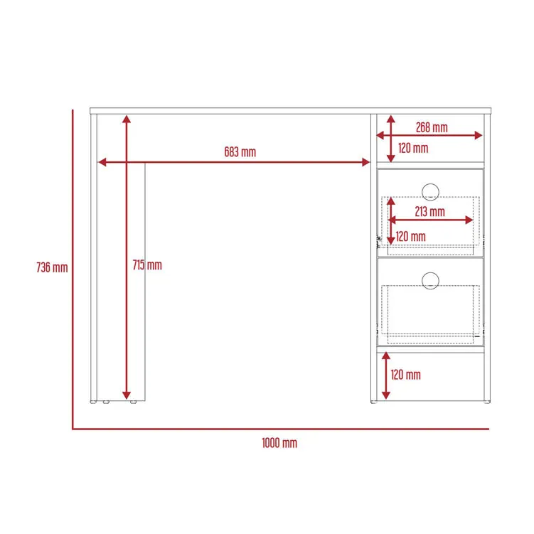 Core Products Core Vegas Oak and Grey 2 Drawer Desk