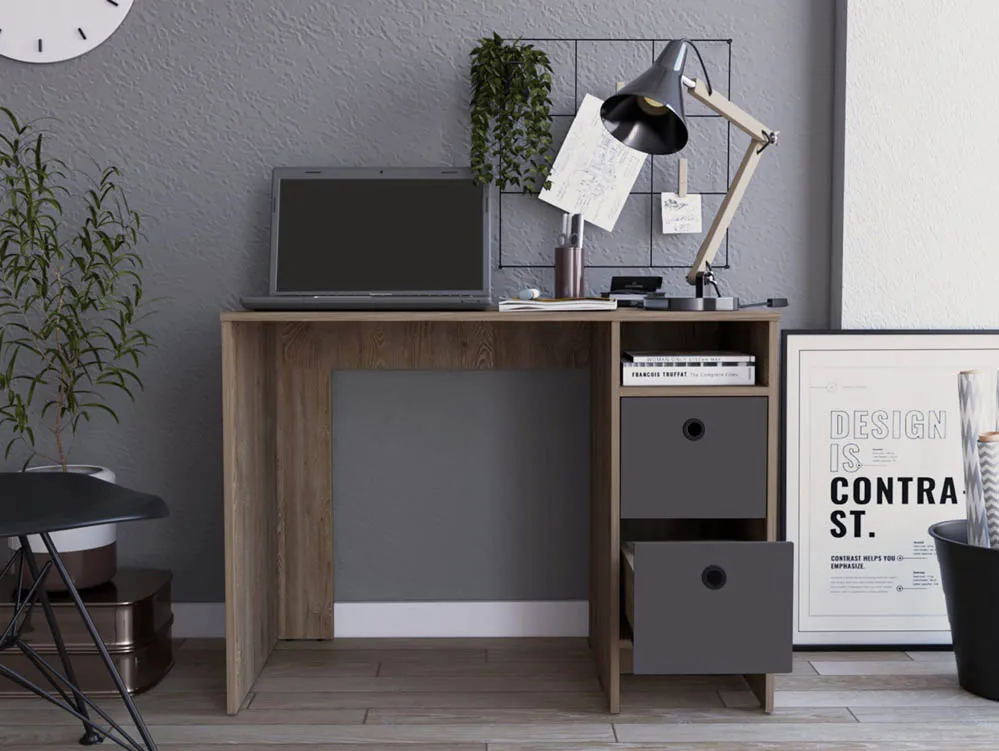 Core Products Core Vegas Oak and Grey 2 Drawer Desk