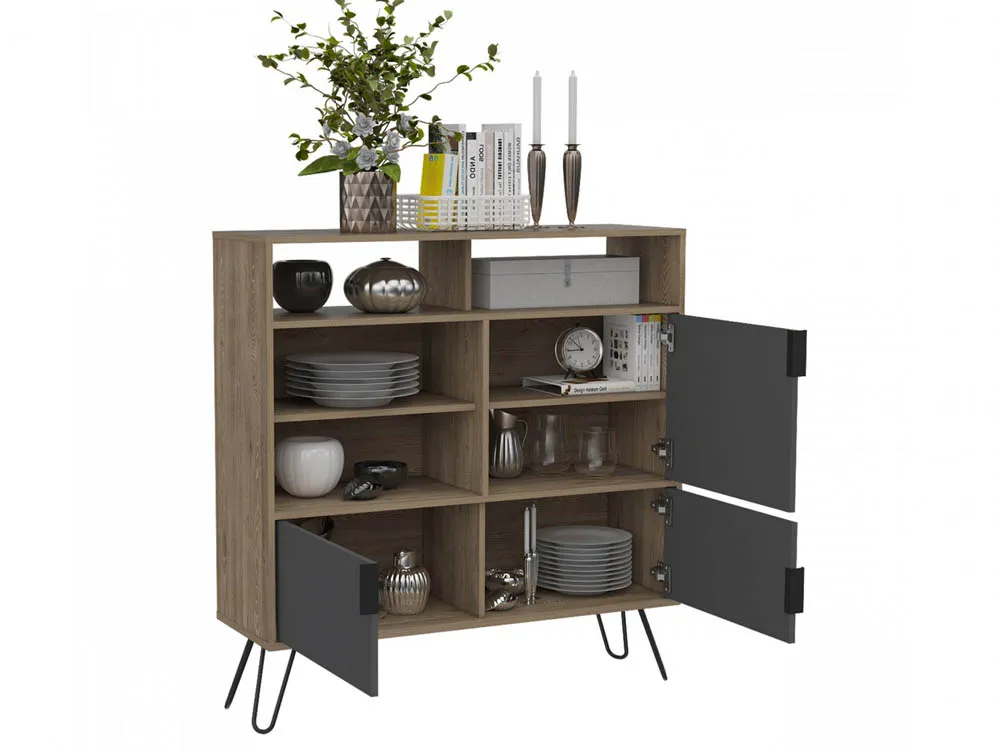 Core Products Core Vegas Oak and Grey 3 Door High Sideboard