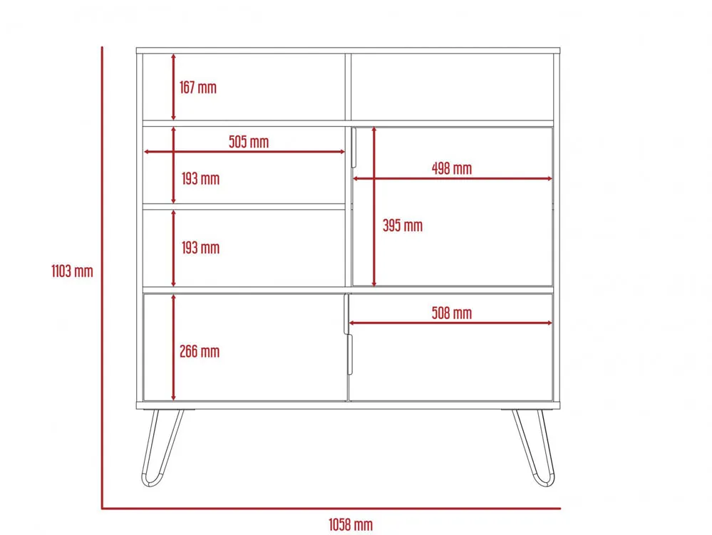 Core Products Core Vegas Oak and Grey 3 Door High Sideboard