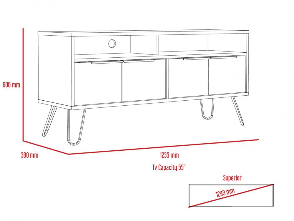 Core Products Core Vegas Oak and Grey Wide Screen TV Rack with 4 Doors