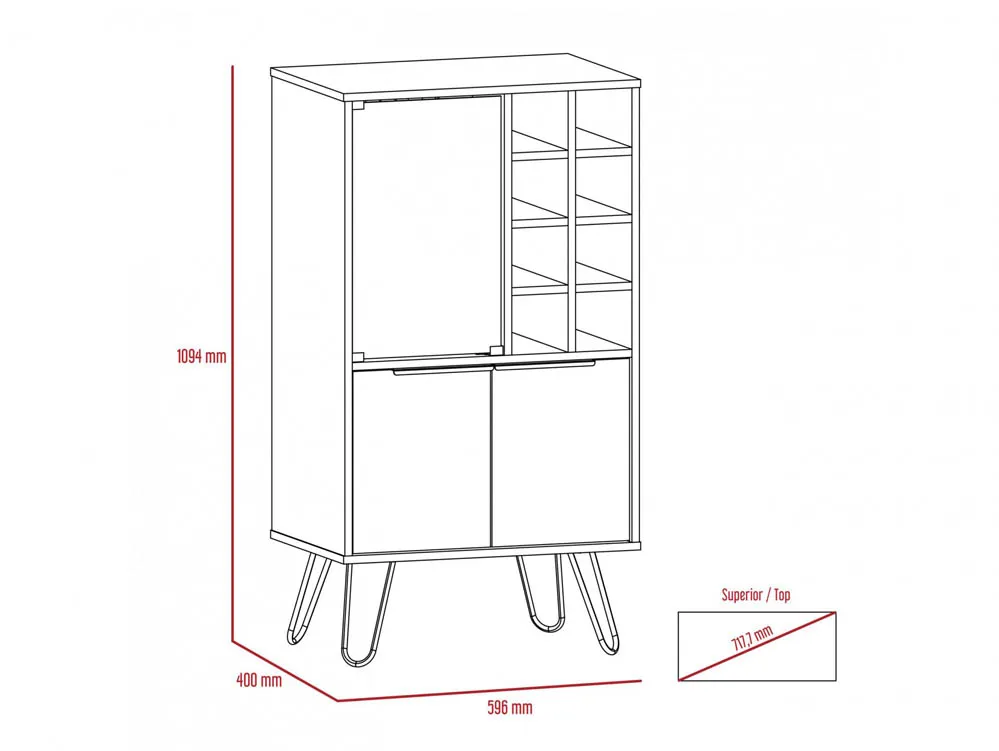 Core Products Core Vegas Oak and Grey 2 Door Wine Cabinet