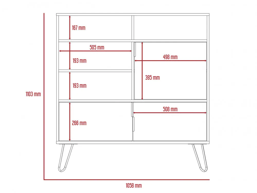 Core Products Core Nevada Smoked Oak and Grey Oak Effect 3 Door High Sideboard