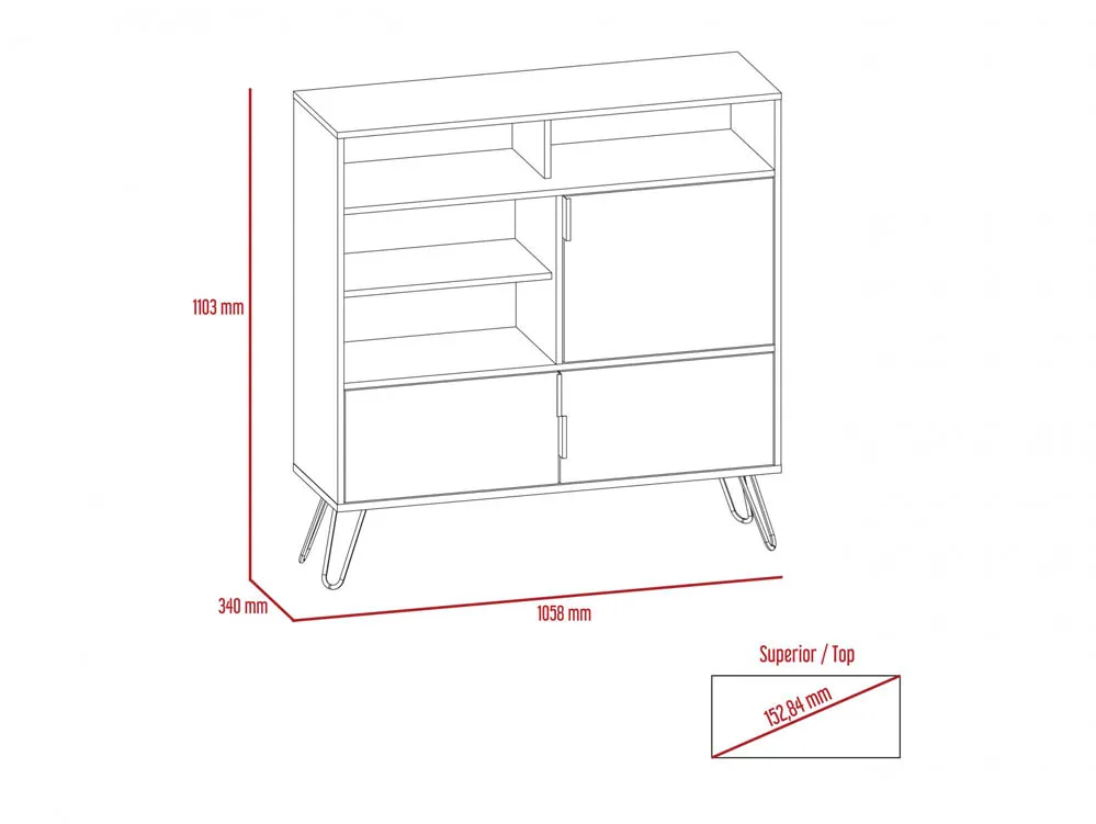 Core Products Core Nevada Smoked Oak and Grey Oak Effect 3 Door High Sideboard