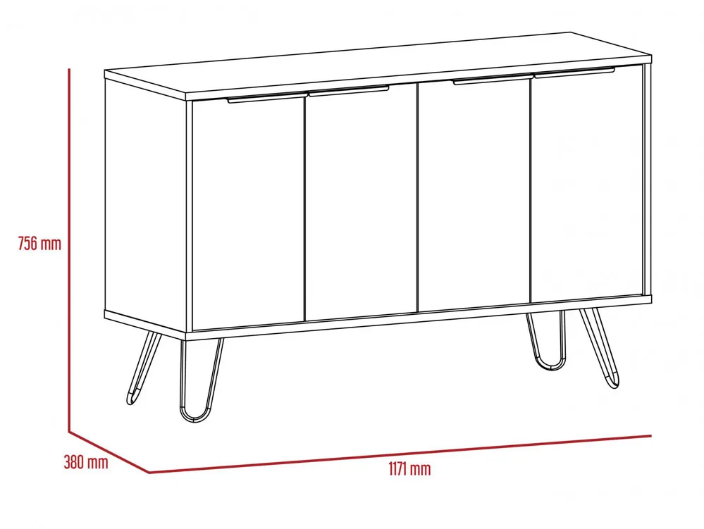 Core Products Core Nevada Smoked Oak and Grey Oak Effect 4 Door Large Sideboard