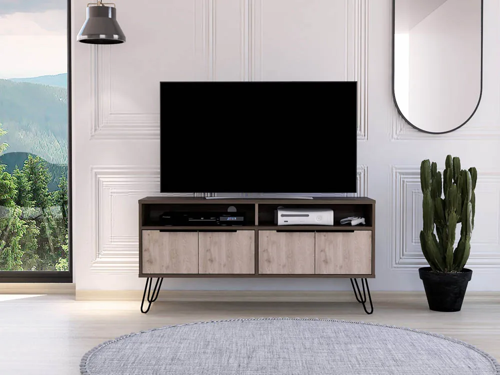 Core Products Core Nevada Smoked Oak and Bleached Grey 4 Door Wide Screen TV Cabinet