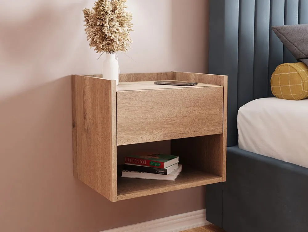 GFW GFW Harmony Oak Wall Mounted Pair of Bedside Tables