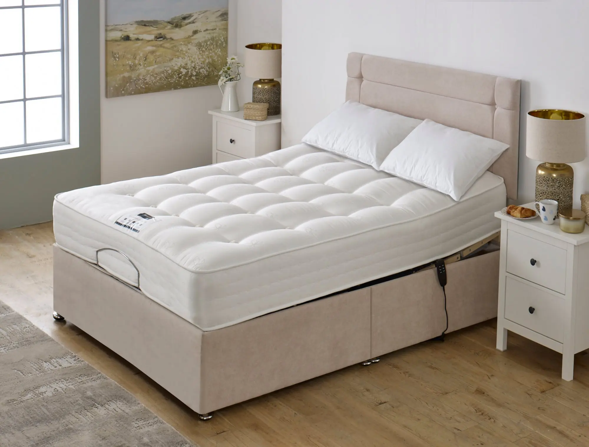 Flexisleep Flexisleep Eco Natural Pocket 2000 Electric Adjustable 4ft Small Double Bed