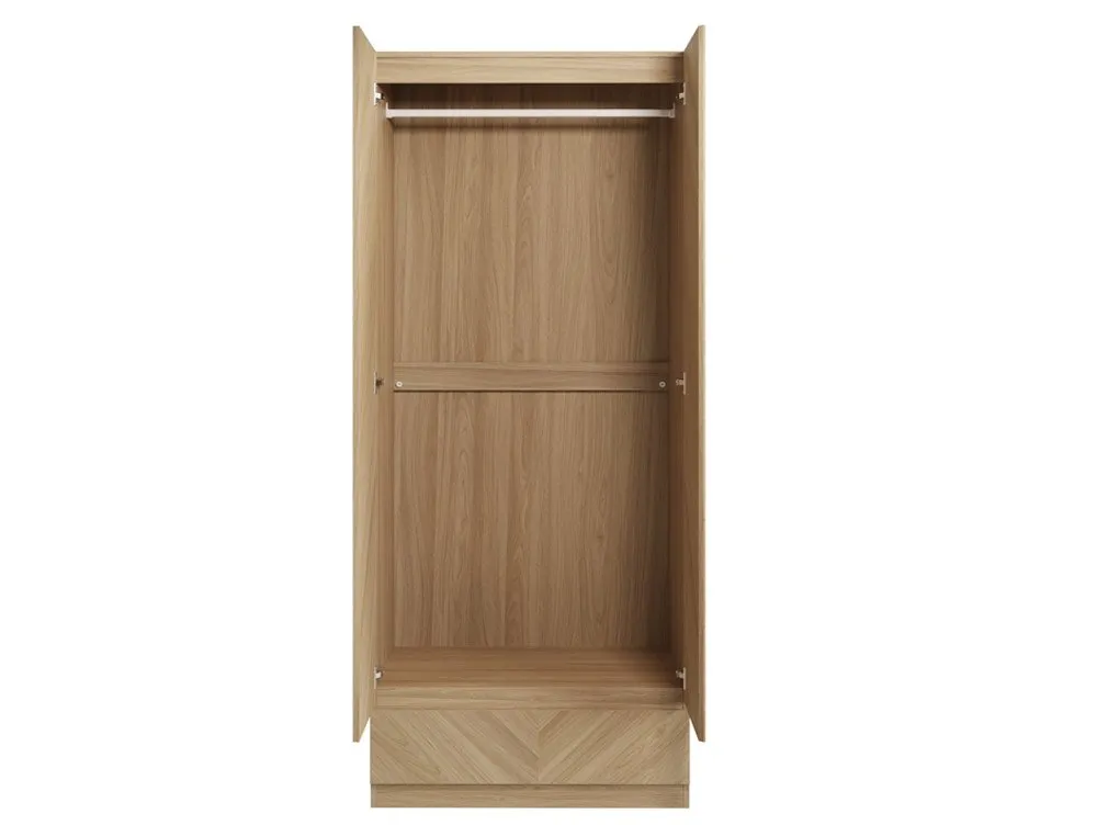 GFW GFW Catania Euro Oak 2 Door 1 Drawer Double Wardrobe