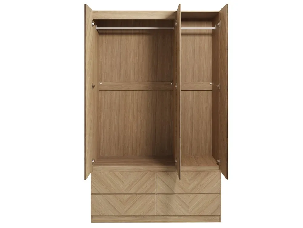 GFW GFW Catania Euro Oak 3 Door 4 Drawer Triple Wardrobe