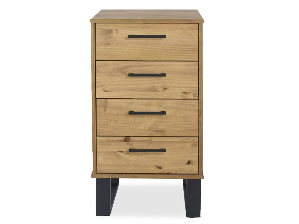 Core Products Core Texas Waxed Pine Narrow 4 Drawer Wooden Chest of Drawers