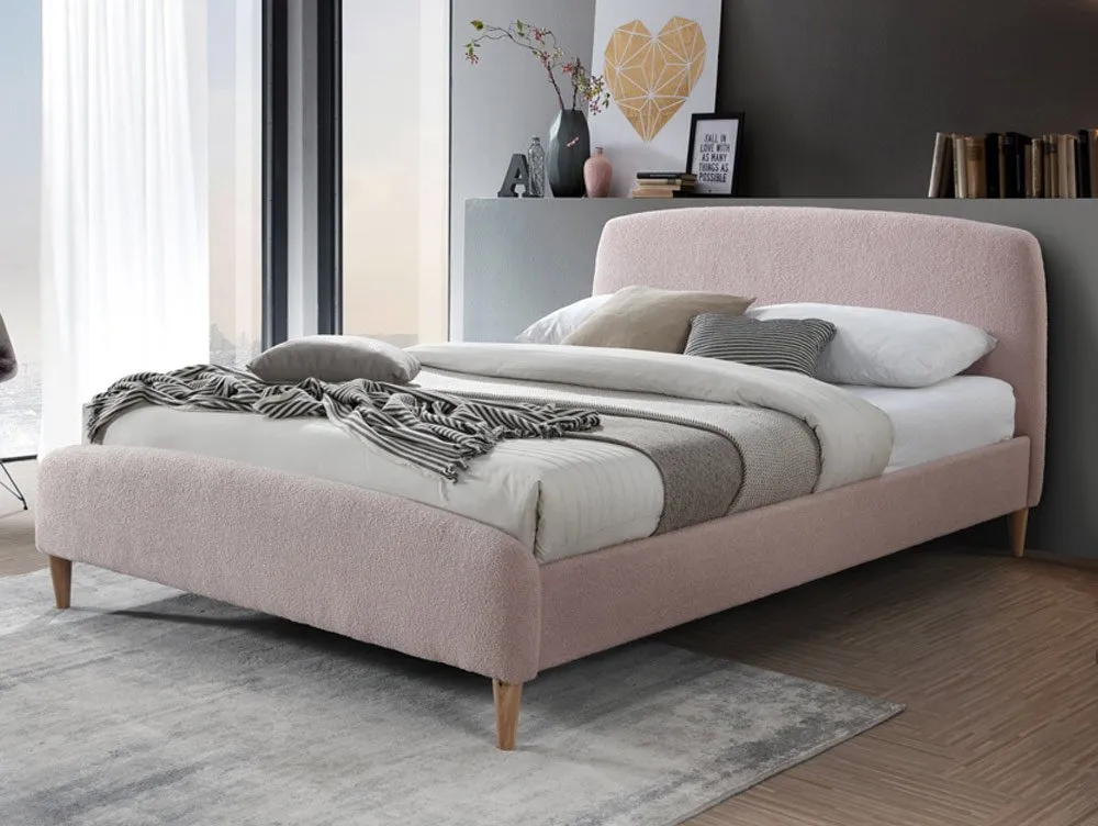 Birlea Furniture & Beds Birlea Otley 4ft6 Double Pink Boucle Fabric Bed Frame