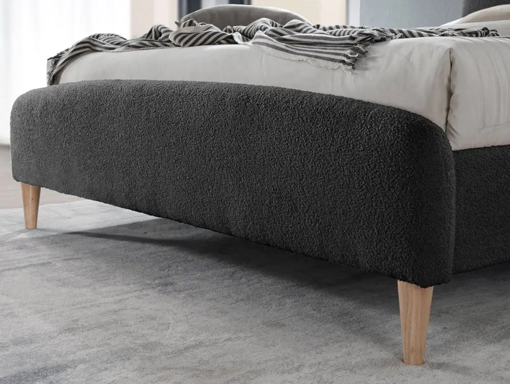 Birlea Furniture & Beds Birlea Otley 4ft6 Double Charcoal Boucle Fabric Bed Frame