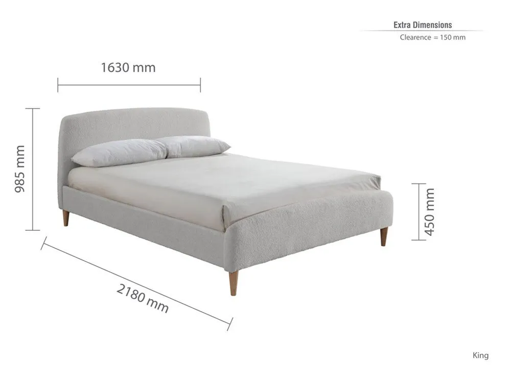 Birlea Furniture & Beds Birlea Otley 5ft King Size Grey Upholstered Boucle Fabric Bed Frame