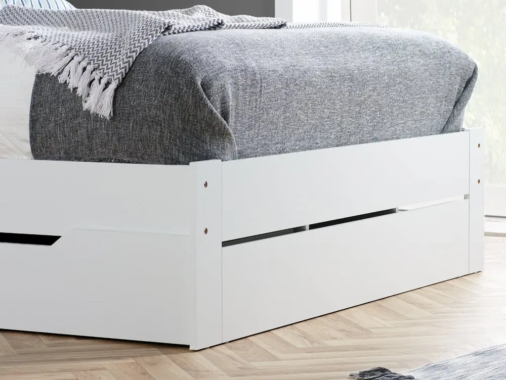 Birlea Furniture & Beds Birlea Alfie 4ft Small Double White Wooden 1 Drawer Bed Frame